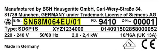 Model number example