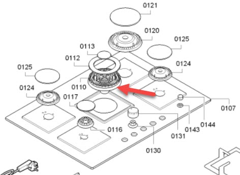 ראש מבער גז טורבו ווק מקורי לכיריים גז בוש סימנס וקונסטרוקטה 00616274 – תמונה 2