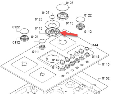 ראש מבער גז טורבו ווק מקורי לכיריים גז בוש סימנס 12012393 – תמונה 2