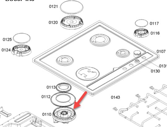 ראש מבער גז טורבו מקורי לכיריים גז בוש וסימנס 00619633 – תמונה 2