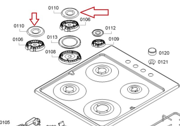 כיפה מקורית לכיריים גז בוש סימנס וקונסטרוקטה 00619606 – תמונה 2