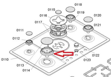 ראש מבער גז מקורי לכיריים גז בוש 00189611 – תמונה 2