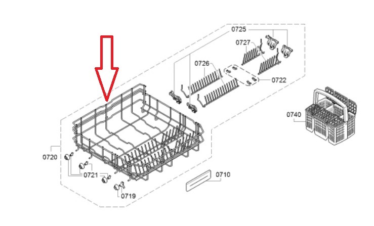 סלסלה תחתונה מקורית למדיח כלים בוש 20000273 – תמונה 2