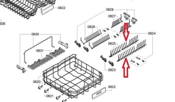 מחזיק צלחות לסלסלה תחתונה למדיח כלים בוש וסימנס 00645108 – תמונה 2