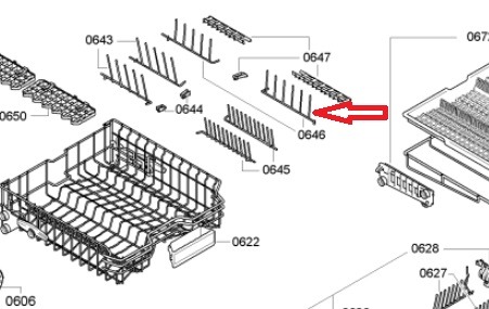 מחזיק צלחות לסלסלה עליונה למדיח כלים בוש וסימנס 00645111 – תמונה 2