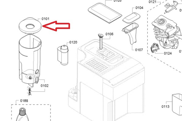 מכסה למיכל מים מקורי למכונת קפה אספרסו אוטומטית סימנס 12027851 – תמונה 2