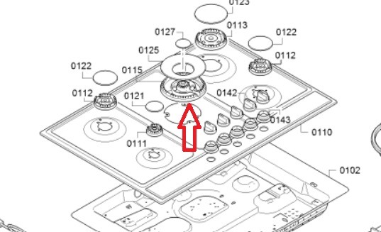 ראש מבער גז טורבו מקורי לכיריים גז בוש וסימנס 12012394 – תמונה 2