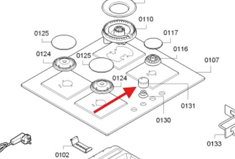 כפתור הצתה מקורי לכיריים גז קונסטרוקטה 00623642 – תמונה 2