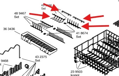 מחזיק צלחות לסלסלה עליונה למדיח כלים בוש 00489466 – תמונה 2