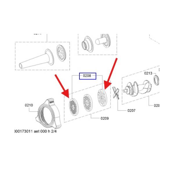 סט דיסקיות מקוריות לטחינה גסה ודקה לראש מטחנת בשר בוש 00629849 – תמונה 2