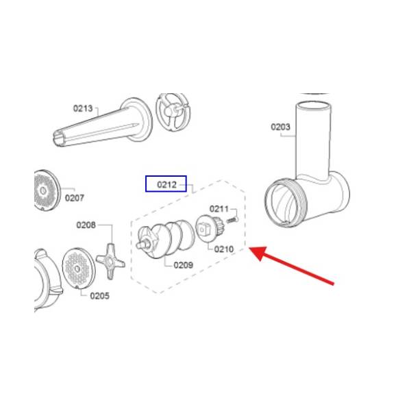 מכלול ראש מטחנת בשר מקורי מנירוסטה בוש 12022142 – תמונה 2