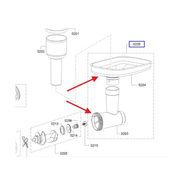 ערכת מגש הזנה וראש מטחנה מקורית למטחנת בשר בוש 12035938 – תמונה 2