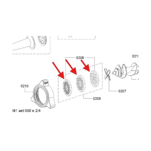 סט דיסקיות מקוריות לראש מטחנת בשר בוש 12025884 – תמונה 2