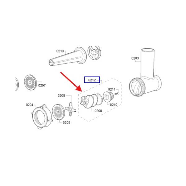 מכלול ראש מטחנת בשר מקורי מנירוסטה בוש 12024514 – תמונה 2