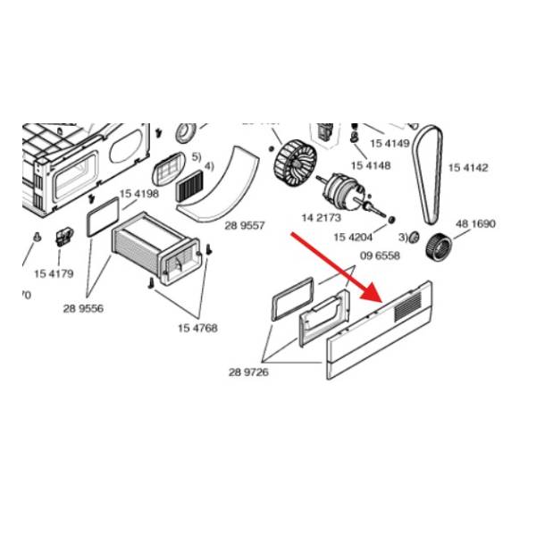 פאנל תחתון מקורי למייבש כביסה בוש וסימנס 00289726 – תמונה 2