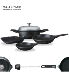 סט סירי אינדוקציה גז ובישול בתנור מאלומיניום יצוק 8 חלקים B&H