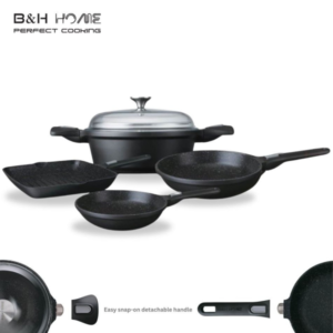 סט סירים אינדוקציה גז ובישול בתנור מאלומיניום יצוק 8 חלקים ברגהוף B&H