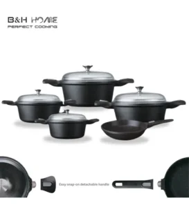 סט סירי אינדוקציה גז ובישול בתנור מאלומיניום יצוק 12 חלקים B&H