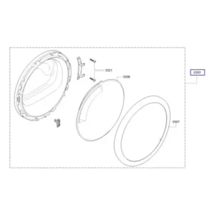 דלת קומפלט מקורית למייבש כביסה בוש 11043347