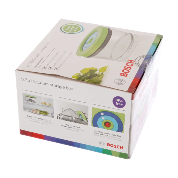 קופסת ואקום Keep-Fresh מקורית בוש MMZV0SB0 17002893 - מיכל עגול 750 מ"ל לשמירת טריות מזון למערכת ואקום ErgoMixx